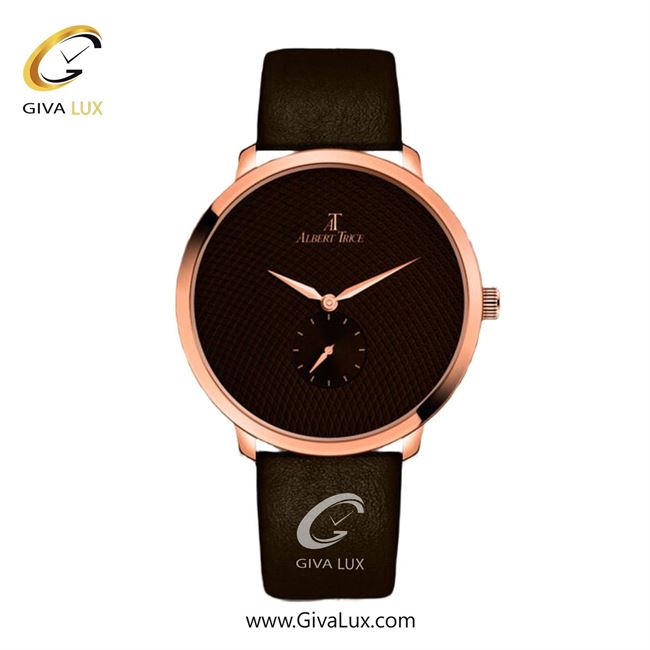 ساعت مچی اورجینال مردانه آلبرت ترایس دو موتوره زیر ثانیه رزگلد | قهوه ای| قهوه ای| کد رفرنس AT20267