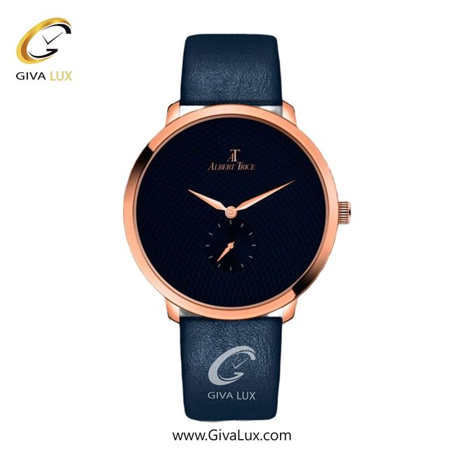 ساعت مچی اورجینال مردانه آلبرت ترایس دو موتوره زیر ثانیه رزگلد | سرمه ای| سرمه ای| کد رفرنس AT20267
