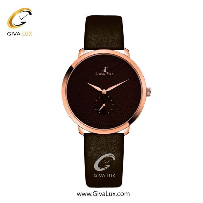 ساعت مچی اورجینال زنانه آلبرت ترایس دو موتوره زیر ثانیه رزگلد | قهوه ای| قهوه ای| کد رفرنس AT20268