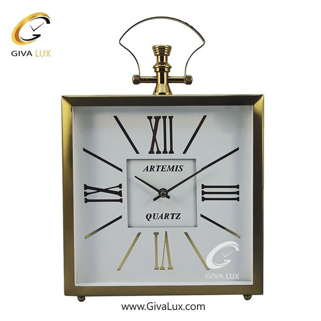 ساعت رومیزی آرتمیس آلیاژ فلزی طلایی| کد رفرنس 20043، مدل: 2030Gold White