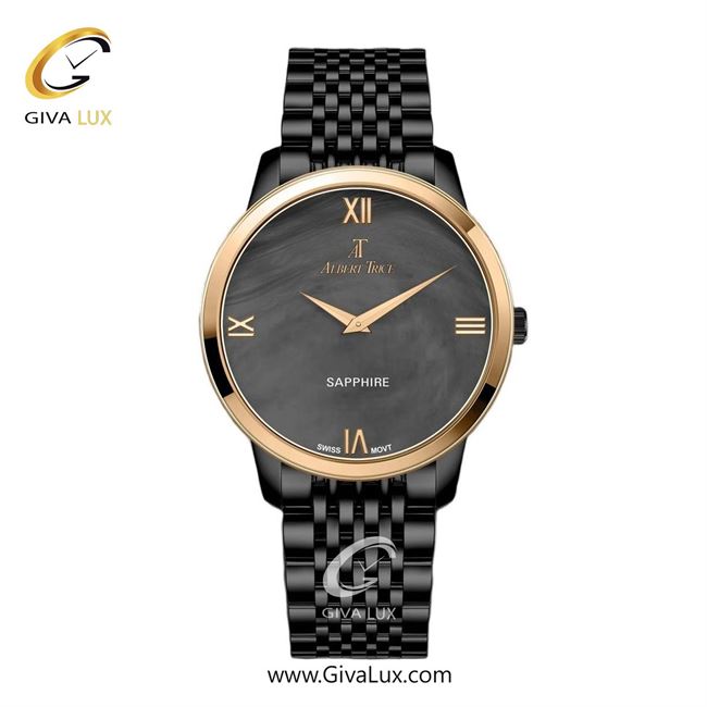ساعت مچی اورجینال مردانه آلبرت ترایس رزگلد | مشکی| دودی|تیتانیوم| کد رفرنس AT20301