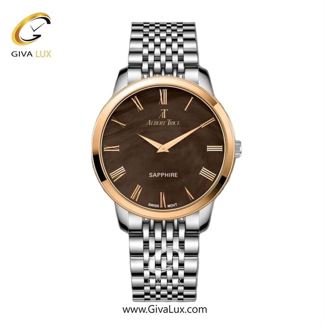 ساعت مچی اورجینال مردانه آلبرت ترایس رزگلد | نقره ای| قهوه ای| کد رفرنس AT20303