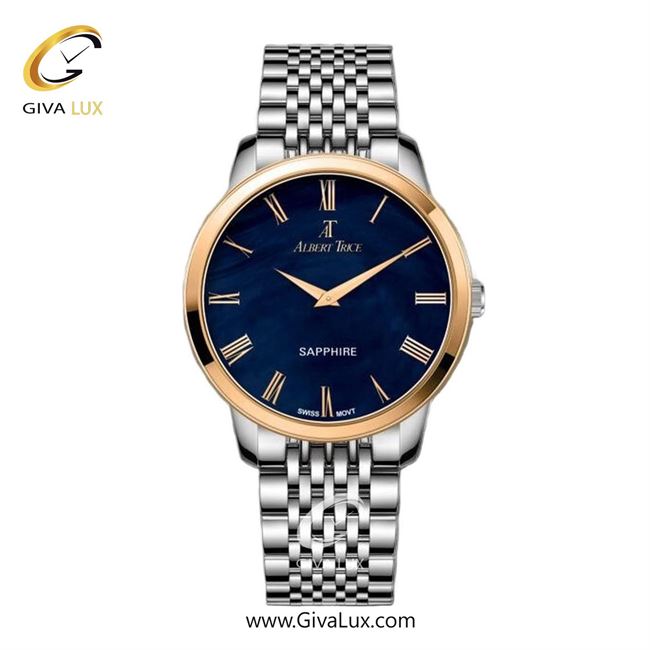 ساعت مچی اورجینال مردانه آلبرت ترایس رزگلد | نقره ای| سرمه ای| کد رفرنس AT20303