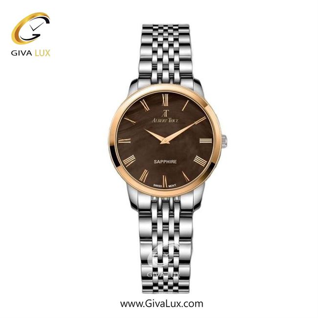 ساعت مچی اورجینال زنانه آلبرت ترایس رزگلد | نقره ای| قهوه ای| کد رفرنس AT20304