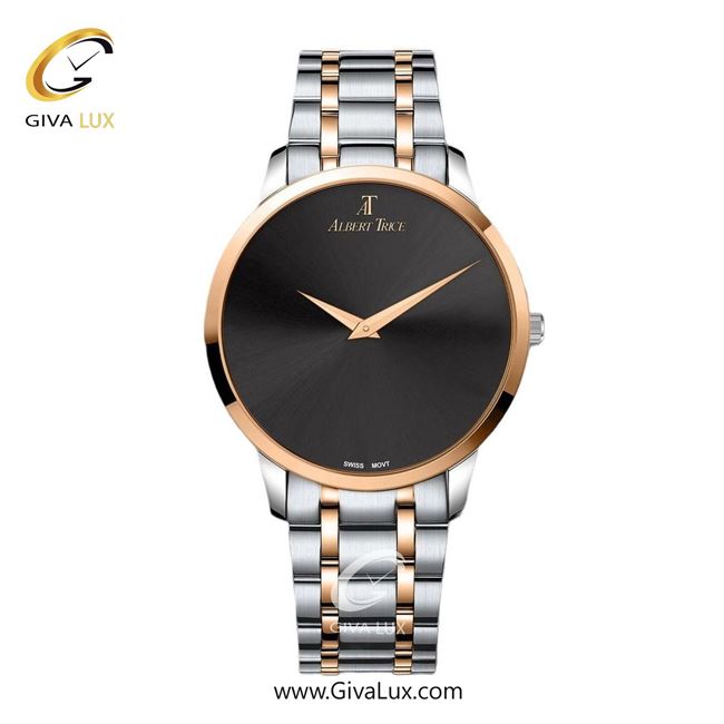 ساعت مچی اورجینال مردانه آلبرت ترایس رزگلد | نقره ای-رزگلد| مشکی| کد رفرنس AT20305