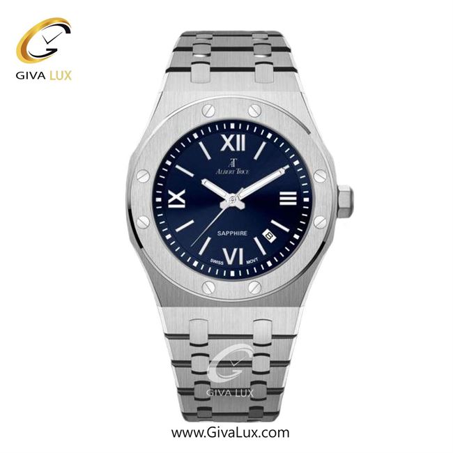 ساعت مچی اورجینال مردانه آلبرت ترایس نقره ای | نقره ای| سرمه ای| کد رفرنس AT20307