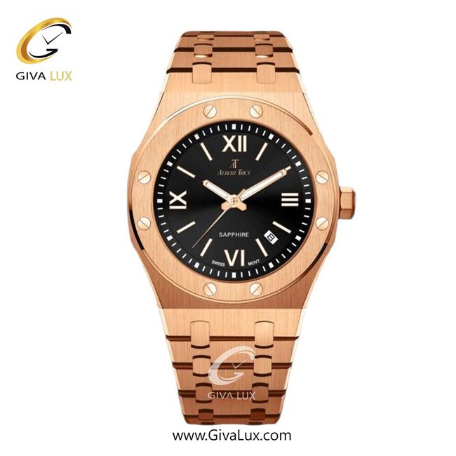 ساعت مچی اورجینال مردانه آلبرت ترایس رزگلد | رزگلد| مشکی| کد رفرنس AT20307