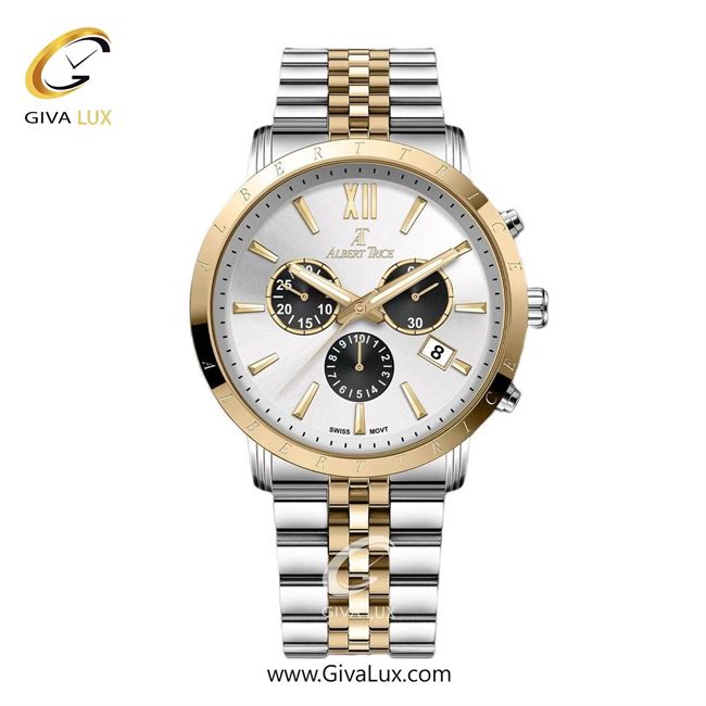 ساعت مچی اورجینال مردانه آلبرت ترایس سه موتوره کرنوگراف طلایی | طلایی-نقره ای| نقره ای| کد رفرنس AT20309