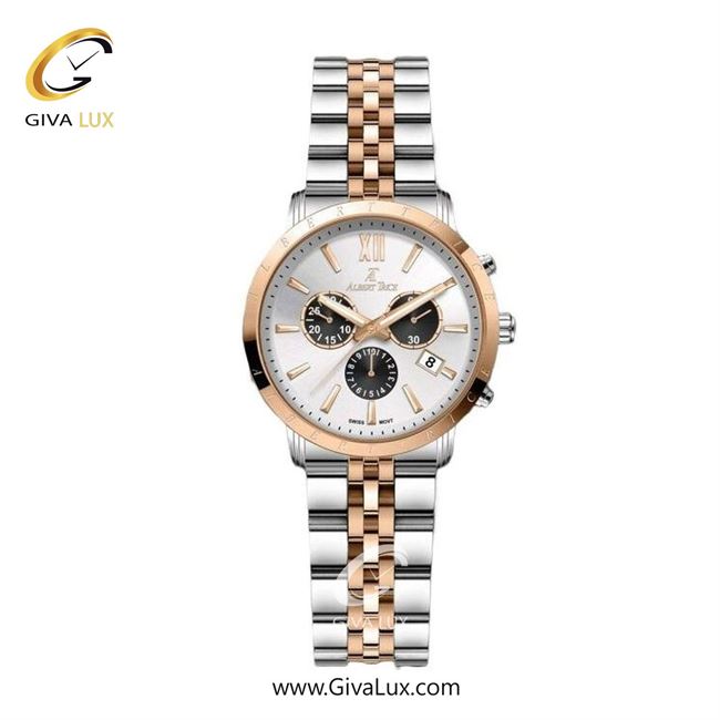 ساعت مچی اورجینال زنانه آلبرت ترایس سه موتوره کرنوگراف رزگلد | نقره ای-رزگلد| نقره ای| کد رفرنس AT20310