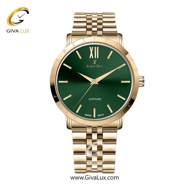 ساعت مچی اورجینال مردانه آلبرت ترایس طلایی | طلایی| سبز یشمی تیره| کد رفرنس AT20311