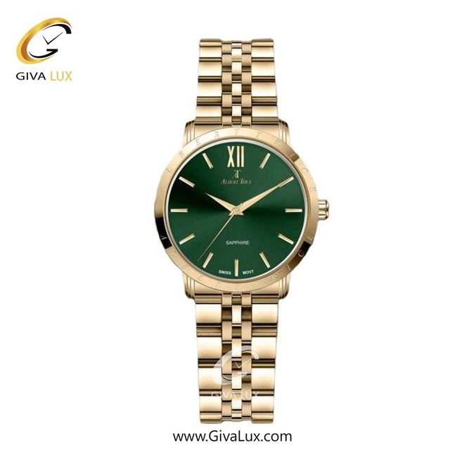 ساعت مچی اورجینال زنانه آلبرت ترایس طلایی | طلایی| سبز یشمی تیره| کد رفرنس AT20312