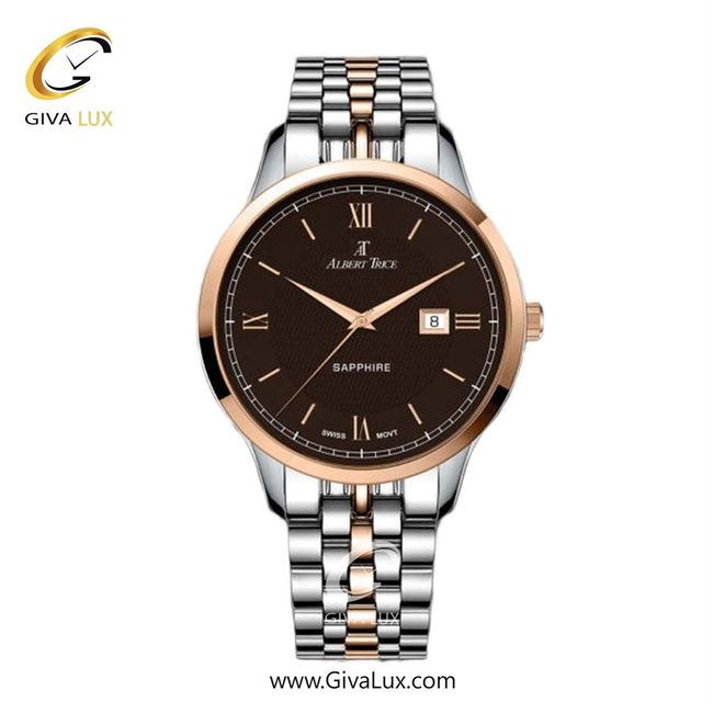 ساعت مچی اورجینال مردانه آلبرت ترایس رزگلد | نقره ای-رزگلد| قهوه ای| کد رفرنس AT20313