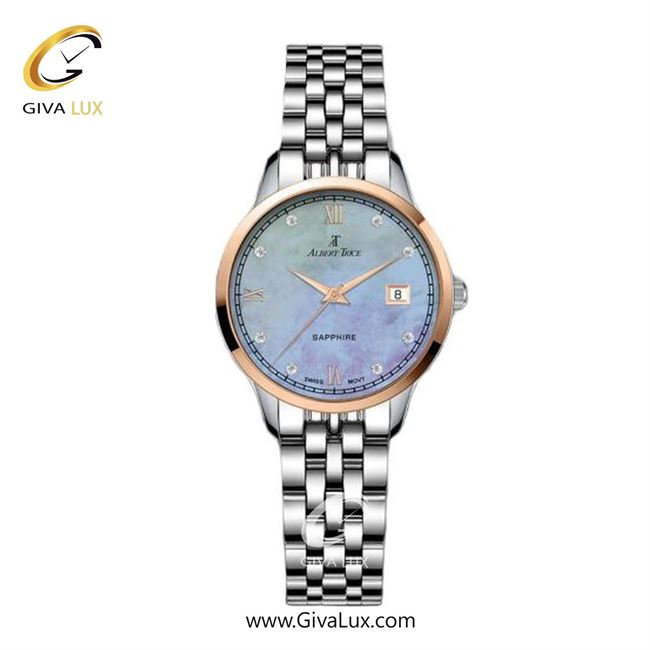 ساعت مچی اورجینال زنانه آلبرت ترایس رزگلد | نقره ای| مشکی-آبی| کد رفرنس AT20314