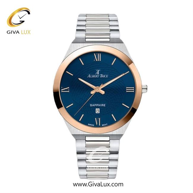 ساعت مچی اورجینال مردانه آلبرت ترایس رزگلد | نقره ای| سرمه ای| کد رفرنس AT20317