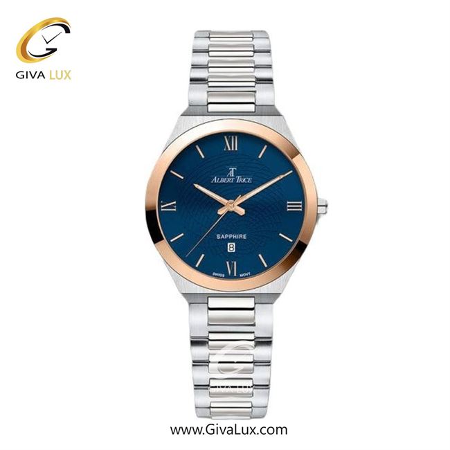 ساعت مچی اورجینال زنانه آلبرت ترایس رزگلد-نقره ای | نقره ای| سرمه ای| کد رفرنس AT20318