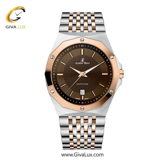 ساعت مچی اورجینال مردانه آلبرت ترایس رزگلد | نقره ای-رزگلد| قهوه ای| کد رفرنس AT20319