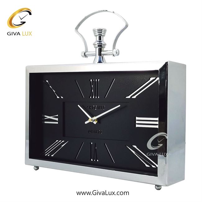 ساعت رومیزی آلیاژ فلزی| 2032-Silver-Black-2.jpg