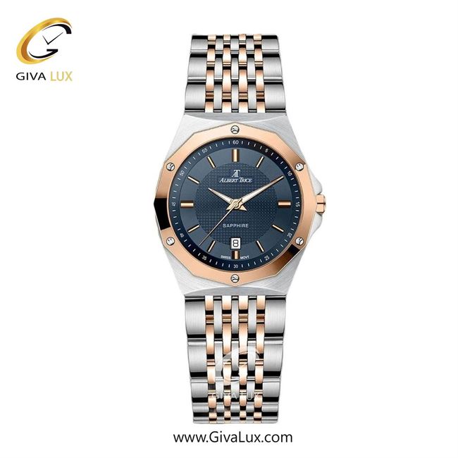 ساعت مچی اورجینال زنانه آلبرت ترایس رزگلد | نقره ای-رزگلد| سرمه ای| کد رفرنس AT20320