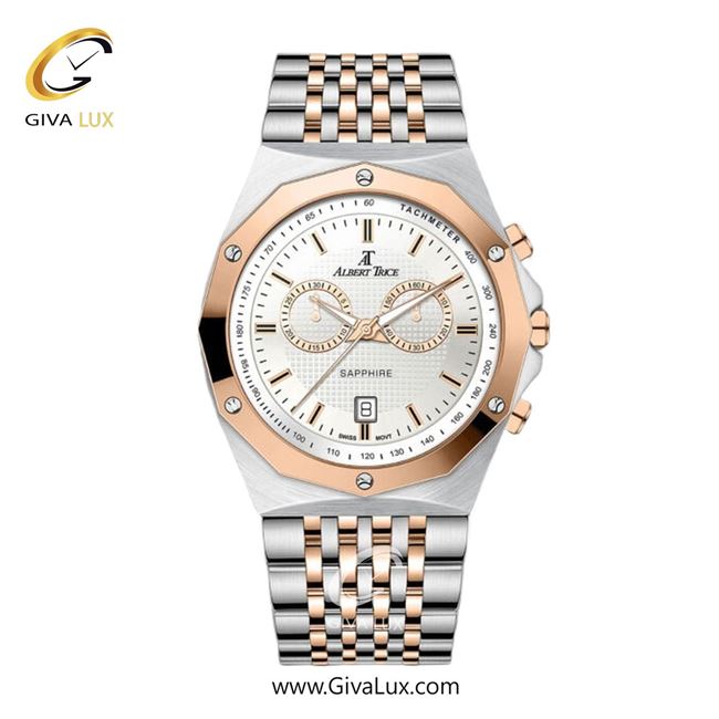 ساعت مچی اورجینال مردانه آلبرت ترایس سه موتوره کرنوگراف رزگلد | رزگلد-نقره ای| نقره ای| کد رفرنس AT20321