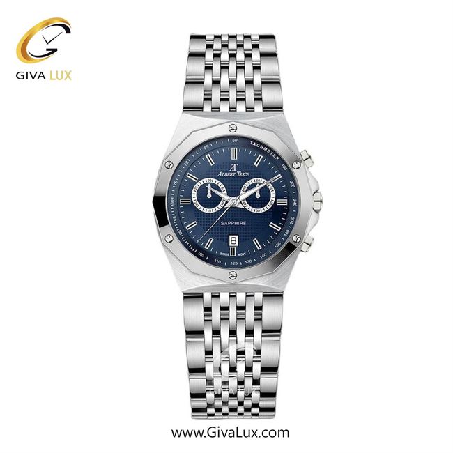 ساعت مچی اورجینال زنانه آلبرت ترایس سه موتوره کرنوگراف نقره ای | نقره ای| سرمه ای| کد رفرنس AT20322