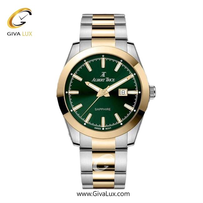 ساعت مچی اورجینال مردانه آلبرت ترایس طلایی | طلایی-نقره ای| سبز یشمی تیره| کد رفرنس AT20329