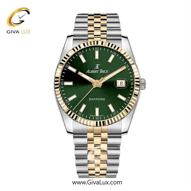ساعت مچی اورجینال مردانه آلبرت ترایس طلایی | طلایی-نقره ای| سبز یشمی تیره| کد رفرنس AT20331