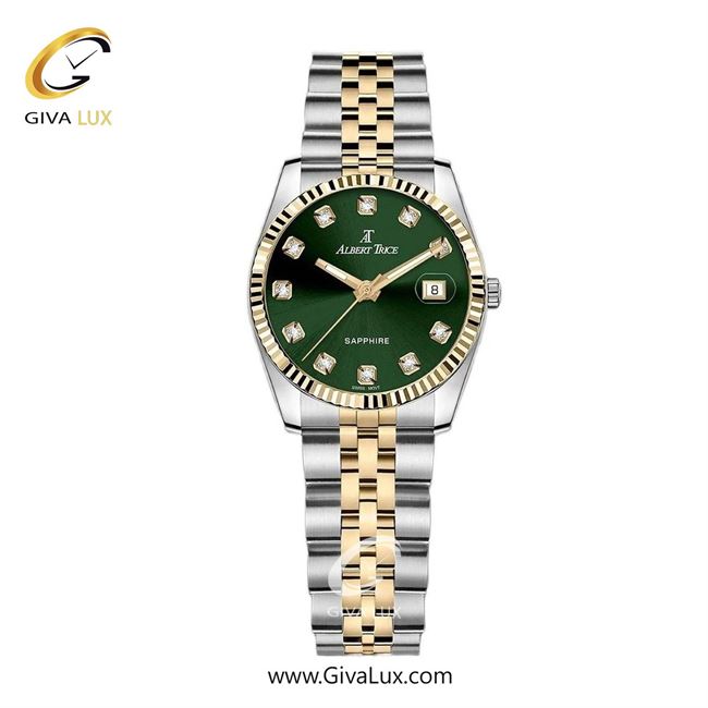 ساعت مچی اورجینال زنانه آلبرت ترایس طلایی | نقره ای-طلایی| سبز یشمی تیره| کد رفرنس AT20332