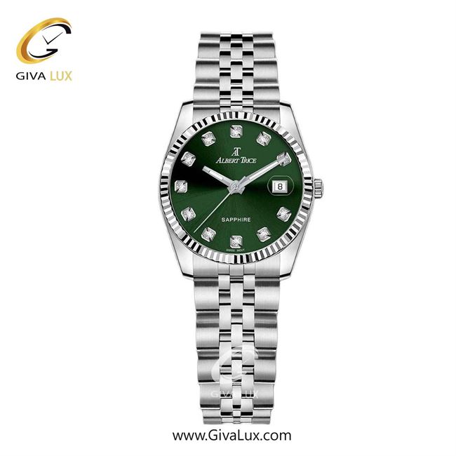 ساعت مچی اورجینال زنانه آلبرت ترایس نقره ای | نقره ای| سبز یشمی تیره| کد رفرنس AT20332