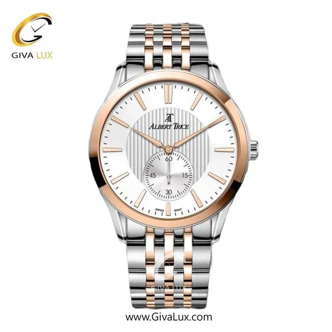 ساعت مچی اورجینال مردانه آلبرت ترایس دو موتوره زیر ثانیه رزگلد | رزگلد-نقره ای| نقره ای| کد رفرنس AT20333