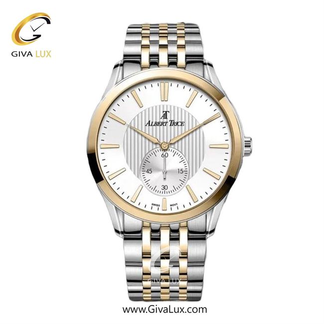 ساعت مچی اورجینال مردانه آلبرت ترایس دو موتوره زیر ثانیه طلایی | طلایی-نقره ای| نقره ای| کد رفرنس AT20333