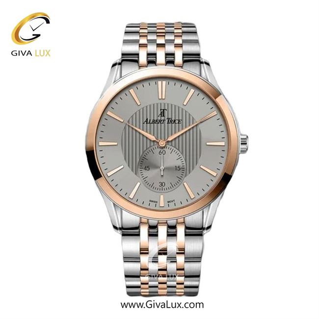 ساعت مچی اورجینال مردانه آلبرت ترایس دو موتوره زیر ثانیه رزگلد | نقره ای-رزگلد| طوسی| کد رفرنس AT20333