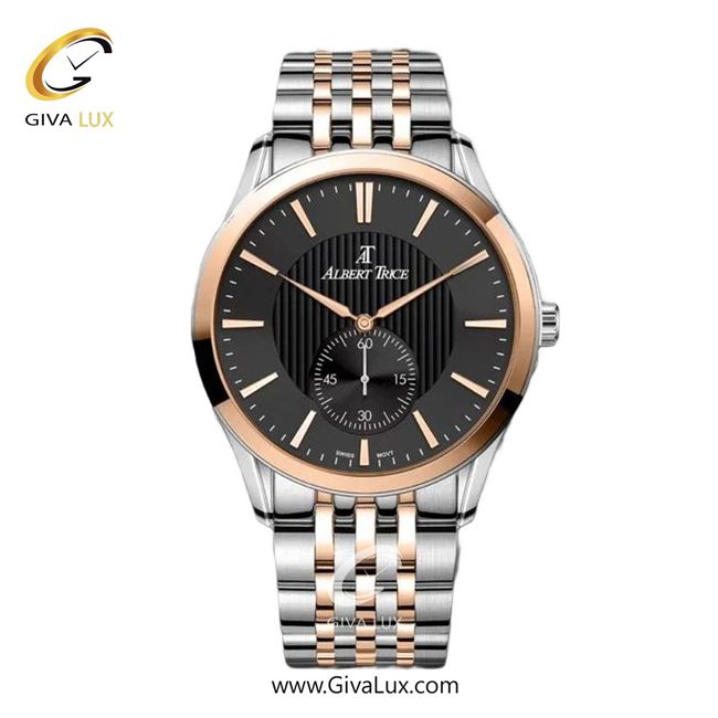 ساعت مچی اورجینال مردانه آلبرت ترایس دو موتوره زیر ثانیه رزگلد | نقره ای-رزگلد| مشکی| کد رفرنس AT20333