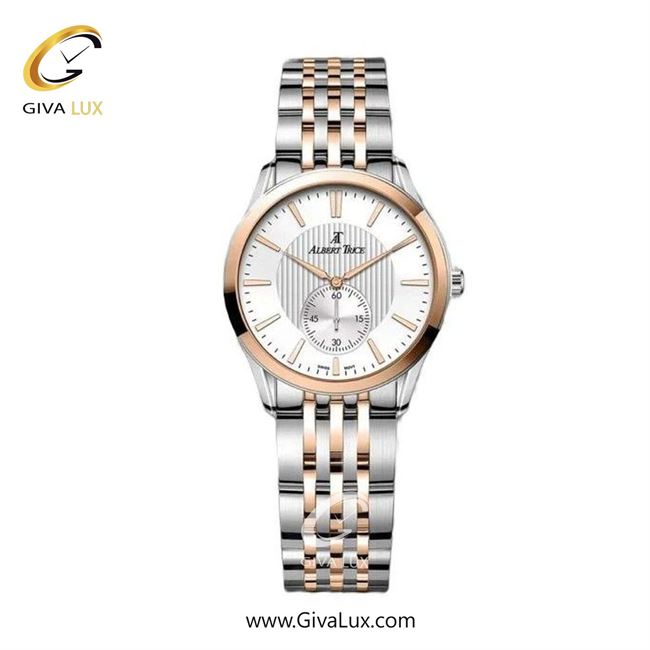 ساعت مچی اورجینال زنانه آلبرت ترایس دو موتوره زیر ثانیه رزگلد | نقره ای-رزگلد| نقره ای| کد رفرنس AT20334