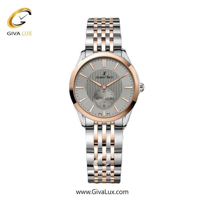 ساعت مچی اورجینال زنانه آلبرت ترایس دو موتوره زیر ثانیه رزگلد | نقره ای-رزگلد| طوسی| کد رفرنس AT20334
