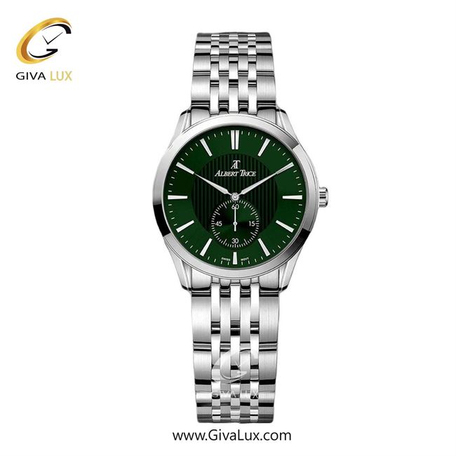 ساعت مچی اورجینال زنانه آلبرت ترایس دو موتوره زیر ثانیه نقره ای | نقره ای| سبز| کد رفرنس AT20334