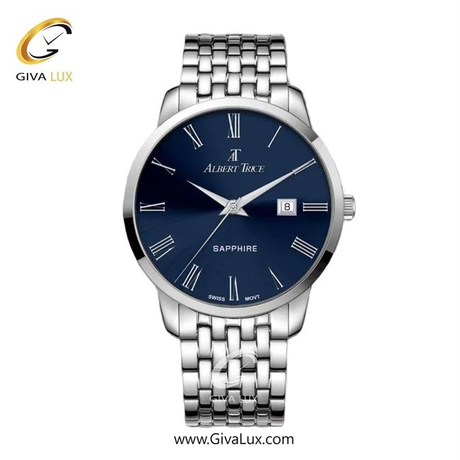 ساعت مچی اورجینال مردانه آلبرت ترایس نقره ای | نقره ای| سرمه ای| کد رفرنس AT20335