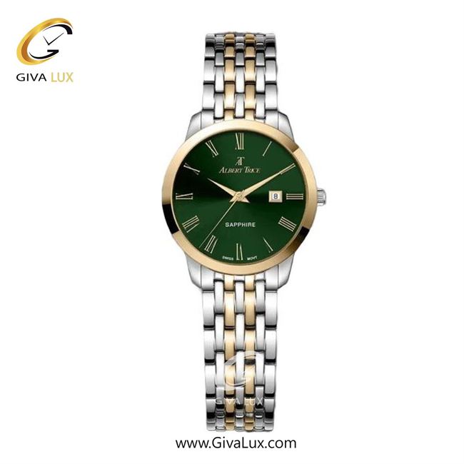 ساعت مچی اورجینال زنانه آلبرت ترایس طلایی | نقره ای-طلایی| سبز یشمی تیره| کد رفرنس AT20336