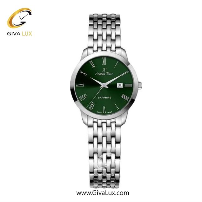 ساعت مچی اورجینال زنانه آلبرت ترایس نقره ای | نقره ای| سبز یشمی تیره| کد رفرنس AT20336