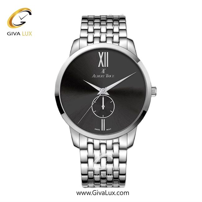 ساعت مچی اورجینال مردانه آلبرت ترایس دو موتوره زیر ثانیه نقره ای | نقره ای| مشکی| کد رفرنس AT20337