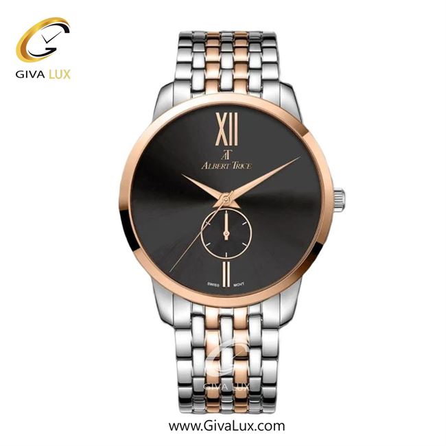 ساعت مچی اورجینال مردانه آلبرت ترایس دو موتوره زیر ثانیه رزگلد-نقره ای | نقره ای-رزگلد| مشکی| کد رفرنس AT20337