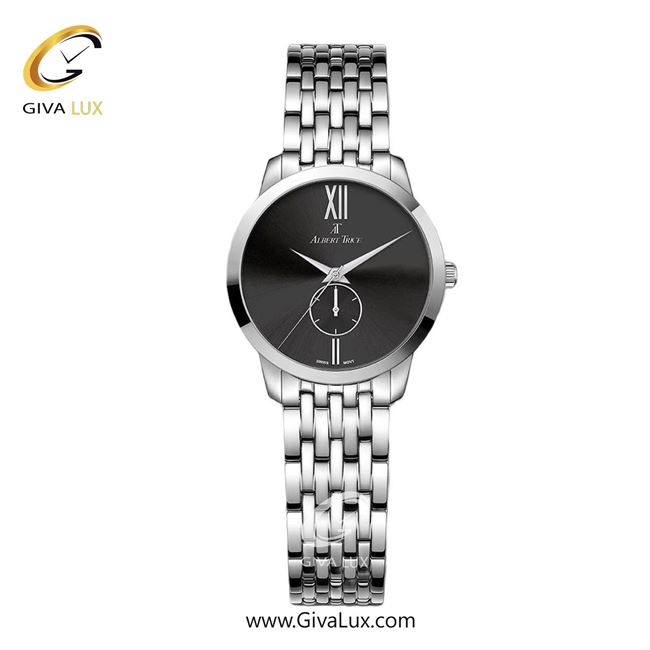 ساعت مچی اورجینال زنانه آلبرت ترایس دو موتوره زیر ثانیه نقره ای | نقره ای| مشکی| کد رفرنس AT20338