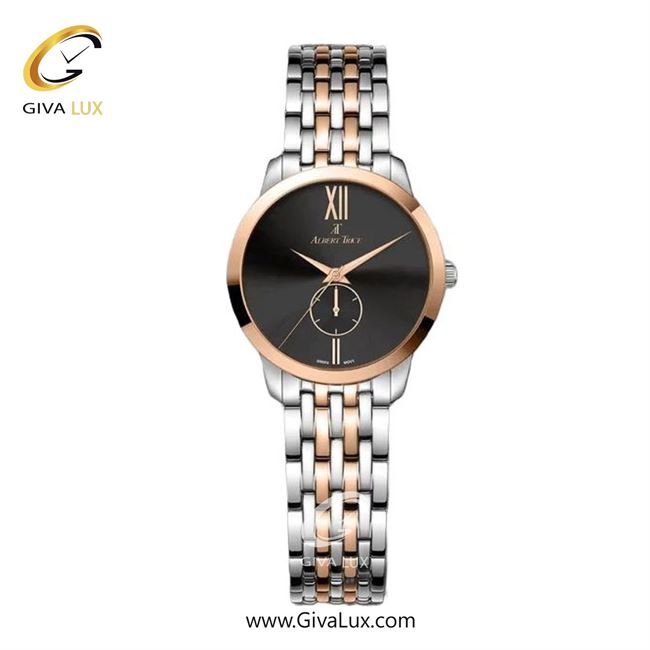ساعت مچی اورجینال زنانه آلبرت ترایس دو موتوره زیر ثانیه رزگلد | رزگلد-نقره ای| مشکی| کد رفرنس AT20338