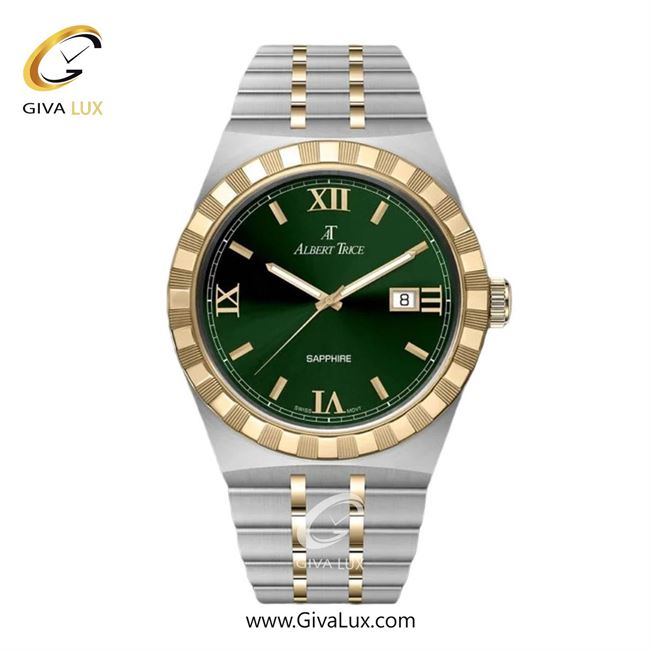 ساعت مچی اورجینال مردانه آلبرت ترایس نقره ای-طلایی | نقره ای-طلایی| سبز یشمی تیره| کد رفرنس AT20339
