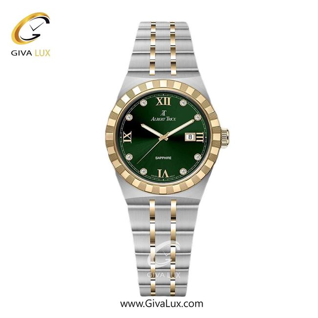 ساعت مچی اورجینال زنانه آلبرت ترایس طلایی-نقره ای | نقره ای-طلایی| سبز یشمی تیره| کد رفرنس AT20340