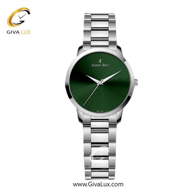 ساعت مچی اورجینال زنانه آلبرت ترایس نقره ای | نقره ای| سبز یشمی تیره| کد رفرنس AT20342