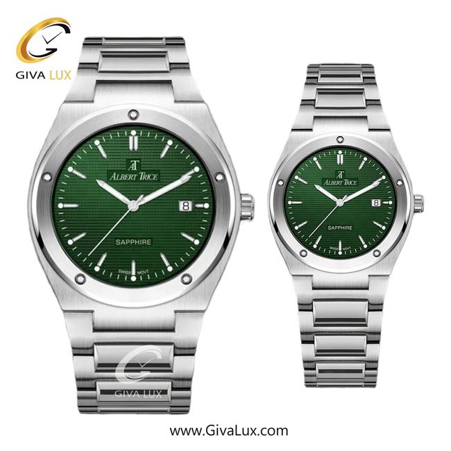 ساعت مچی اورجینال ست آلبرت ترایس  نقره ای | نقره ای| سبز| کد رفرنس زنانه:AT20344 ، مردانه:AT20343
