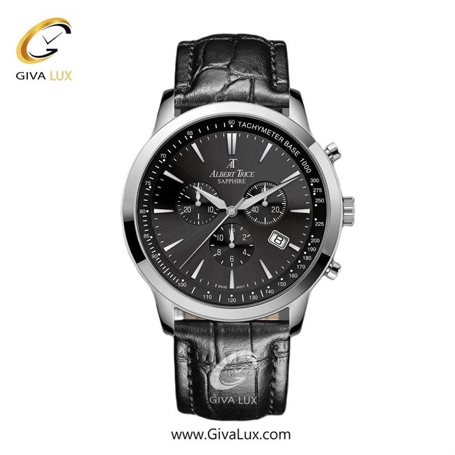 ساعت مچی اورجینال مردانه آلبرت ترایس سه موتوره کرنوگراف نقره ای | مشکی| مشکی| کد رفرنس AT20345