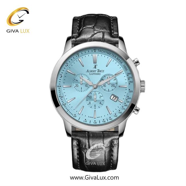 ساعت مچی اورجینال مردانه آلبرت ترایس سه موتوره کرنوگراف نقره ای | مشکی| آبی| کد رفرنس AT20345