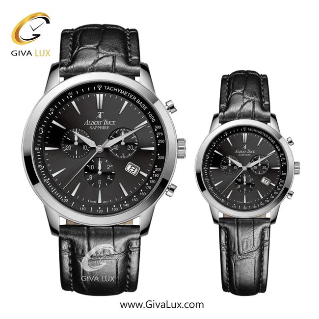 ساعت مچی اورجینال ست آلبرت ترایس سه موتوره کرنوگراف نقره ای | مشکی| مشکی| کد رفرنس زنانه:AT20346 ، مردانه:AT20345