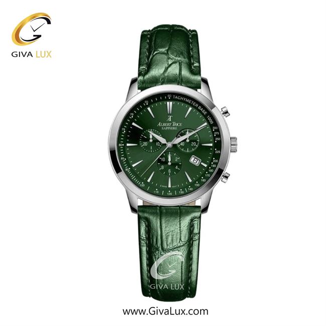 ساعت مچی اورجینال زنانه آلبرت ترایس سه موتوره کرنوگراف نقره ای | سبز| سبز| کد رفرنس AT20346